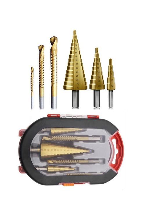 6 Parça Kademeli Matkap Ucu Sac Delme Seti Özel Kutulu