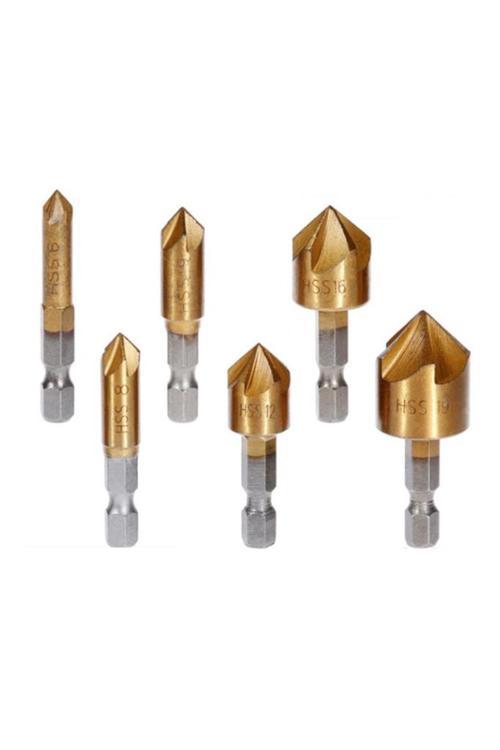 6 Parça Titanyum Kaplama Hss Havşa Açma Matkap Uç Seti