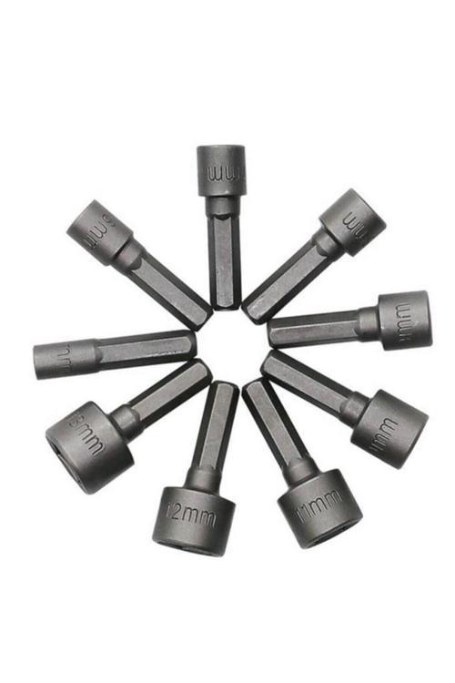 9 Parça Somun Anahtarı Somun  Matkap Uçları Sıkma Seti