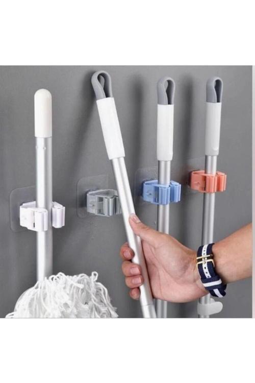 4 Adet Yapışkanlı Pratik Mop Temizlik Fırçası Tutucu