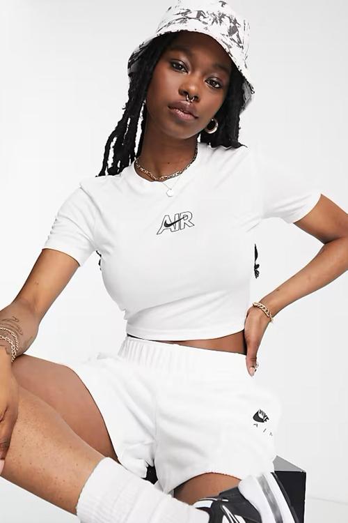 Air Slim Crop Tee Kadın Kısa Tişört Beyaz