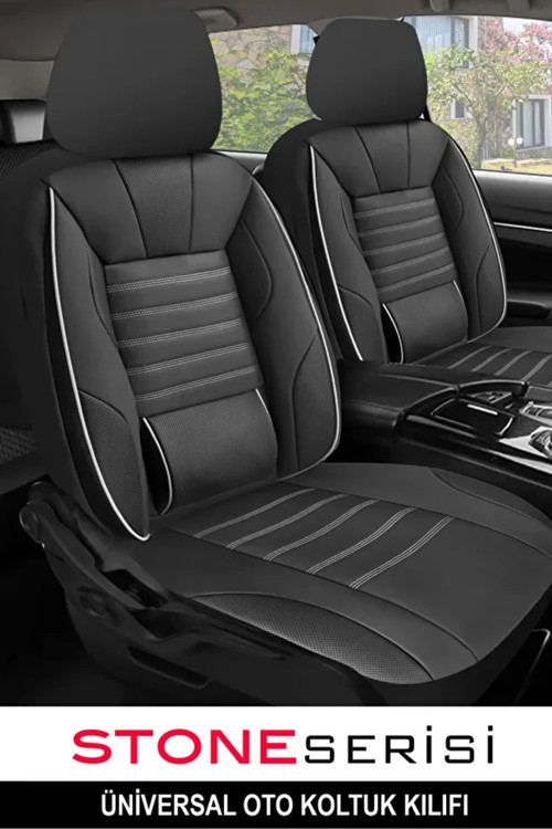 Dacia Sandero 2015 Uyumlu Deri Stone Oto Kılıfı Tam Set Beyaz