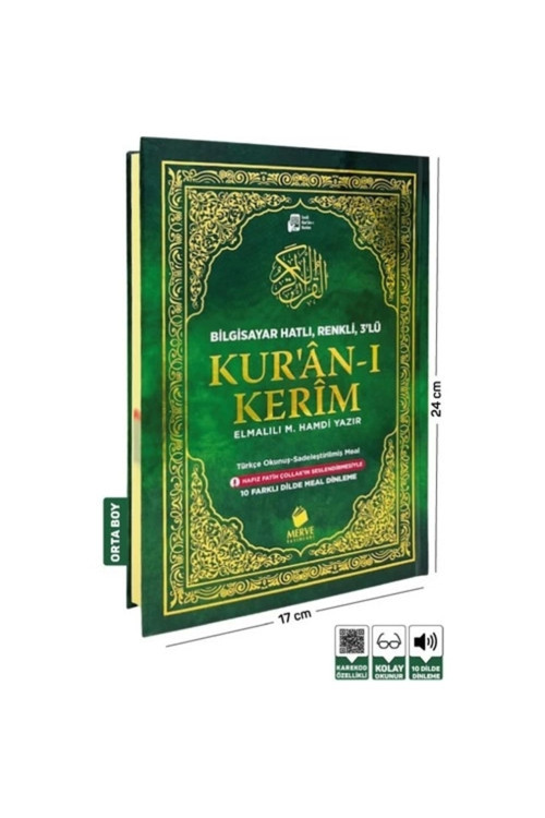 6532 Merve Yayınları Orta Boy Üçlü Kuranı Kerim Arapça Türkçe Okunuş Ve Türkçe Meali
