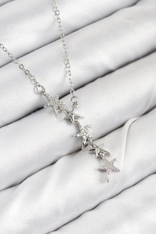 316L Çelik Yıldız Model Gümüş Renk Kadın Kolye
