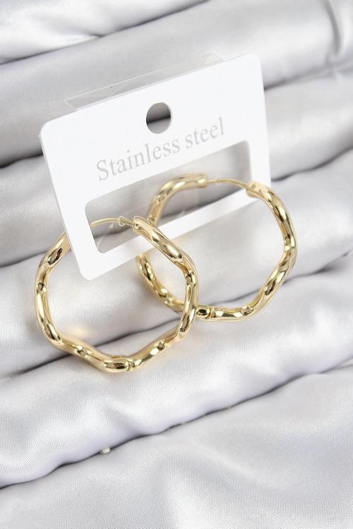 Pirinç Halka Model Gold Renk Kadın Küpe