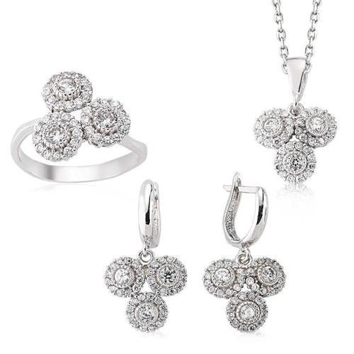 Gümüş Zirkon Taşlı Bayan Set  SL2280