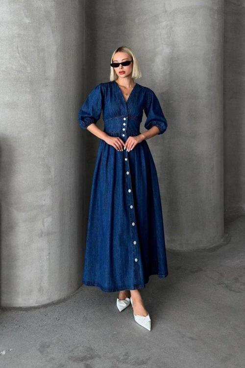 7037 KOT ELBİSE-MAVİ