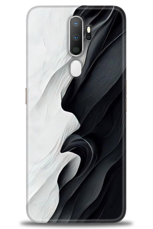 Oppo A9 2020 Kılıf HD Baskılı Kılıf - Black and White