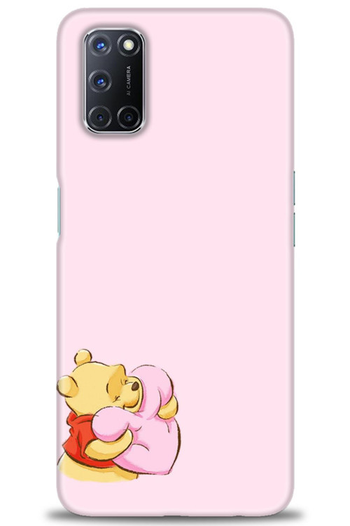 Oppo A72 Kılıf HD Baskılı Kılıf - Winnie the Pooh Kalpli