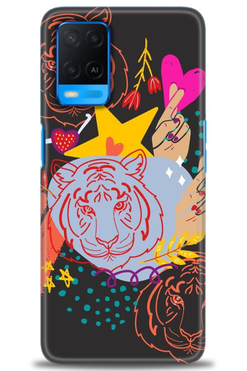 Oppo A54 Kılıf HD Baskılı Kılıf - Kaplan