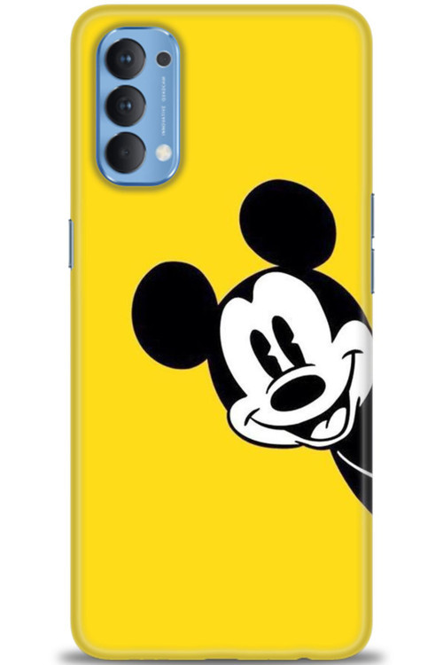 Oppo Reno 4 Kılıf HD Baskılı Kılıf - Sarı Mickey Mouse