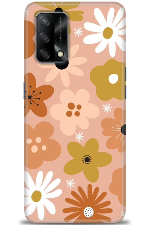 Oppo A74 Kılıf HD Baskılı Kılıf - Kahveli Çiçekler