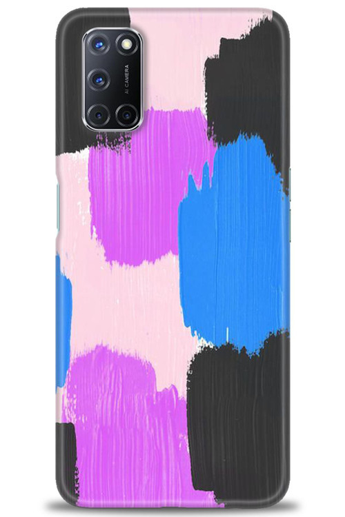 Oppo A92 Kılıf HD Baskılı Kılıf - Mor Siyah