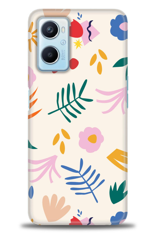 Oppo A96 4G Kılıf HD Baskılı Kılıf - Renkli Dallar