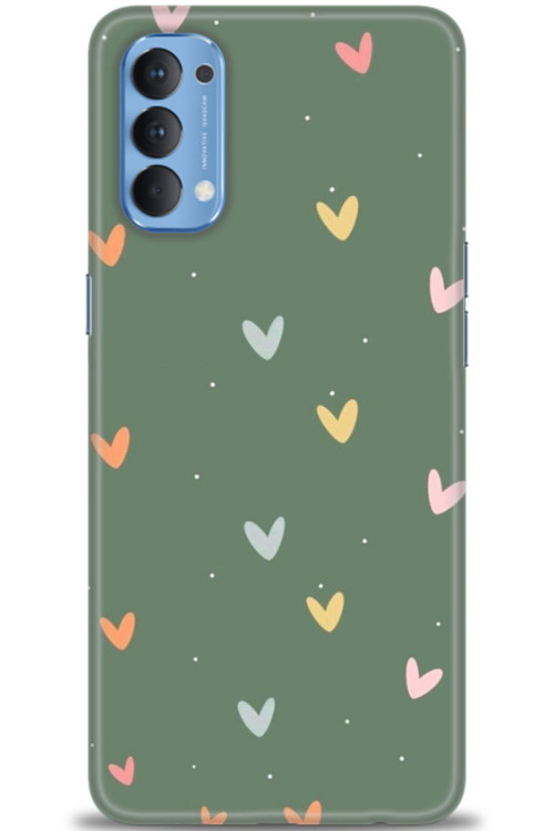 Oppo Reno 4 Kılıf HD Baskılı Kılıf - Soft Kalpler