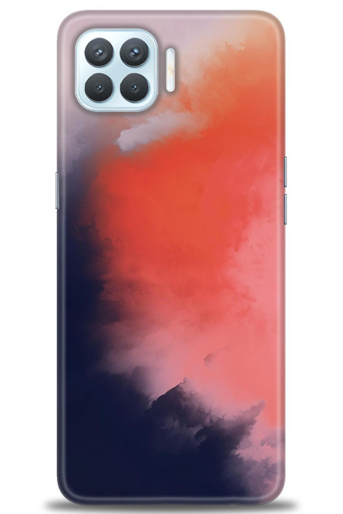 Oppo Reno 4 Lite Kılıf HD Baskılı Kılıf - Sisli Turuncu