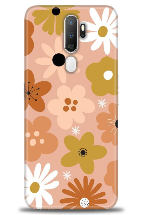 Oppo A5 2020 Kılıf HD Baskılı Kılıf - Kahveli Çiçekler