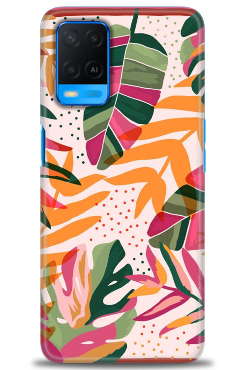 Oppo A54 Kılıf HD Baskılı Kılıf - Turuncu Pembe