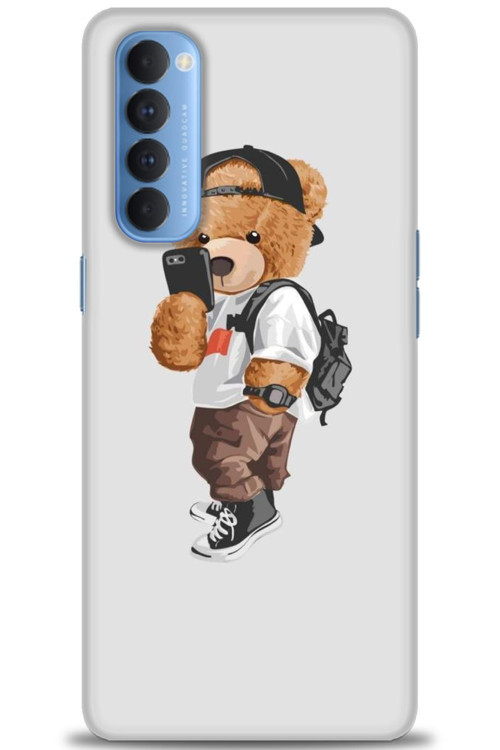 Oppo Reno 4 Pro Kılıf HD Baskılı Kılıf - Teddy Bear Cool