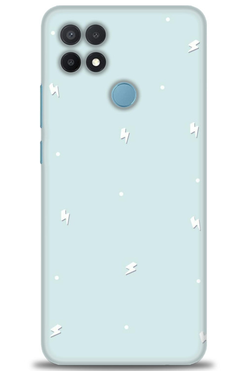 Oppo A15 Kılıf HD Baskılı Kılıf - Beyaz Şimşekler