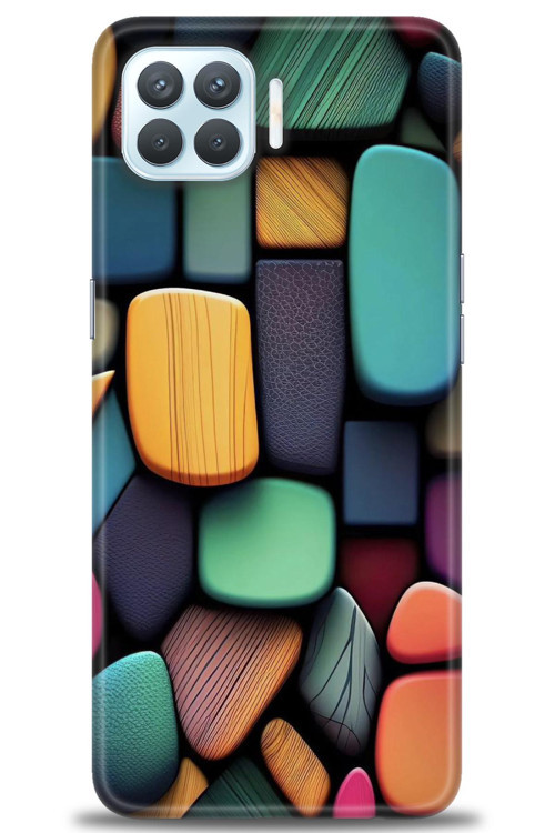 Oppo Reno 4 Lite Kılıf HD Baskılı Kılıf - Renkli Taşlar