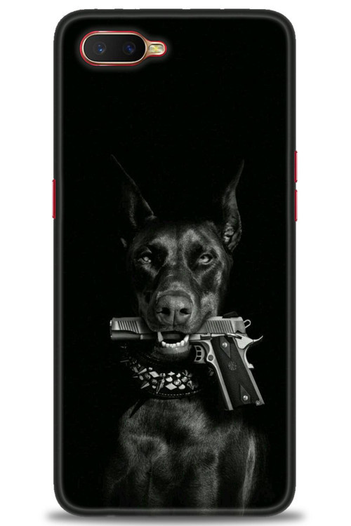 Oppo RX17 Neo Kılıf HD Baskılı Kılıf - Tabanca ve Köpek