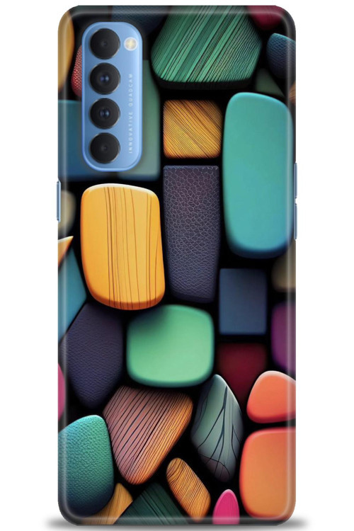 Oppo Reno 4 Pro Kılıf HD Baskılı Kılıf - Renkli Taşlar