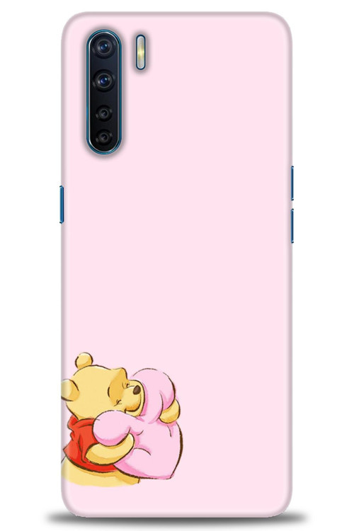 Oppo A91 / Reno 3 Kılıf HD Baskılı Kılıf - Winnie the Pooh Kalpli