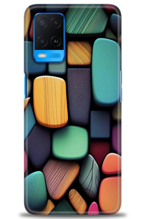 Oppo A54 Kılıf HD Baskılı Kılıf - Renkli Taşlar
