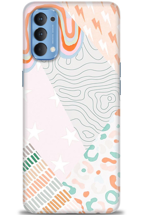 Oppo Reno 4 Kılıf HD Baskılı Kılıf - Çok Renkli