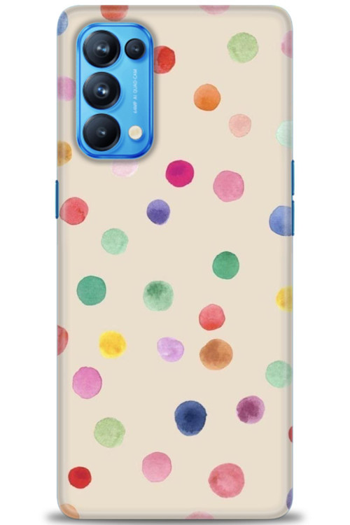 Oppo Reno 5 Pro Kılıf HD Baskılı Kılıf - Renkli Puantiye