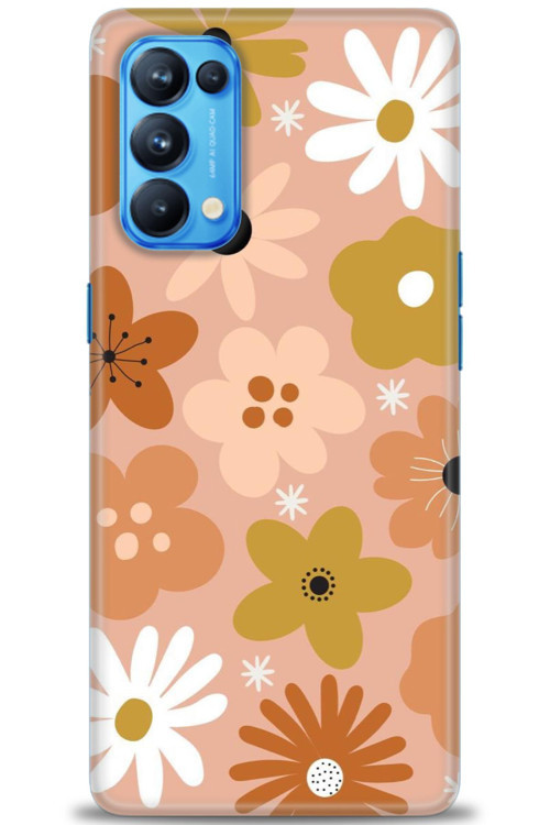 Oppo Reno 5 Pro Kılıf HD Baskılı Kılıf - Kahveli Çiçekler