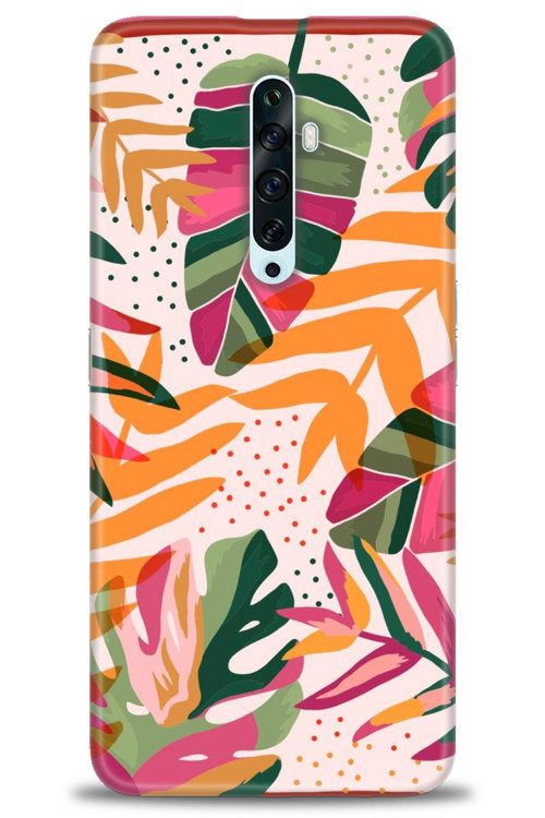 Oppo Reno 2Z Kılıf HD Baskılı Kılıf - Turuncu Pembe