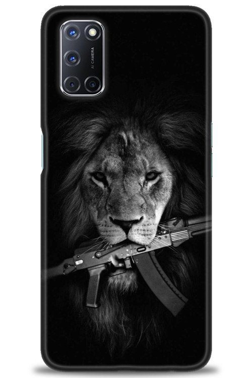 Oppo A72 Kılıf HD Baskılı Kılıf - Tüfek ve Aslan