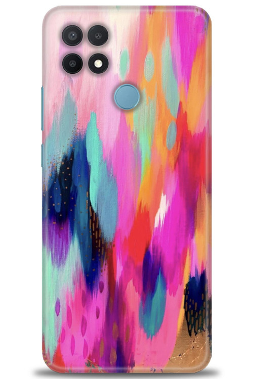 Oppo A15 Kılıf HD Baskılı Kılıf - Yaldızlı Renkler