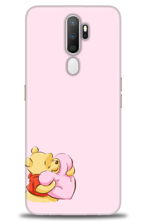 Oppo A9 2020 Kılıf HD Baskılı Kılıf - Winnie the Pooh Kalpli