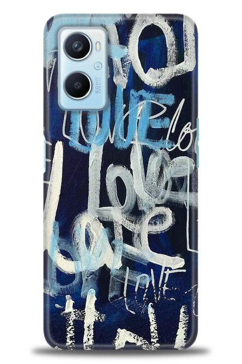 Oppo A96 4G Kılıf HD Baskılı Kılıf - Love Mavi