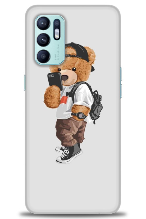 Oppo Reno 6 Kılıf HD Baskılı Kılıf - Teddy Bear Cool