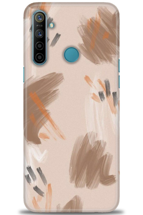 Realme 5i Kılıf HD Baskılı Kılıf - Kahve Çizgiler