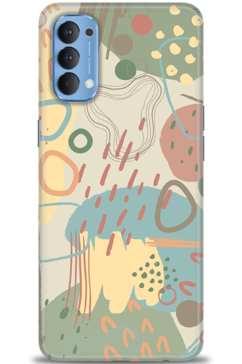 Oppo Reno 4 Kılıf HD Baskılı Kılıf - Renkli Tuval
