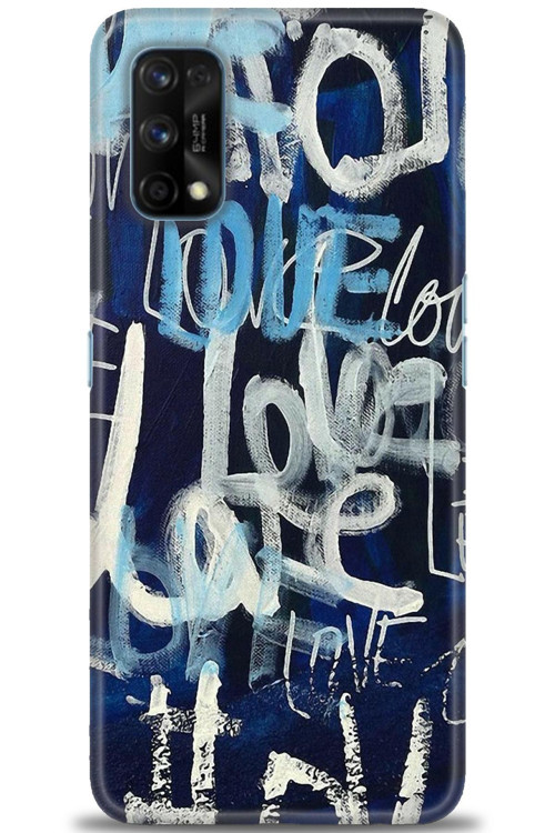 Realme 7 Pro Kılıf HD Baskılı Kılıf - Love Mavi