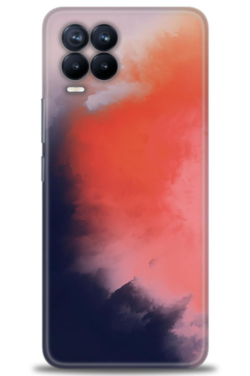 Realme 8 Kılıf HD Baskılı Kılıf - Sisli Turuncu