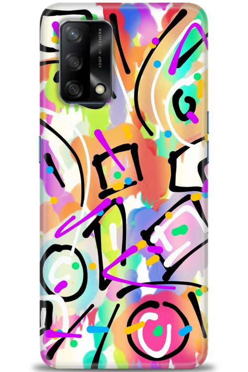 Oppo A74 Kılıf HD Baskılı Kılıf - Renkler ve Çizgiler