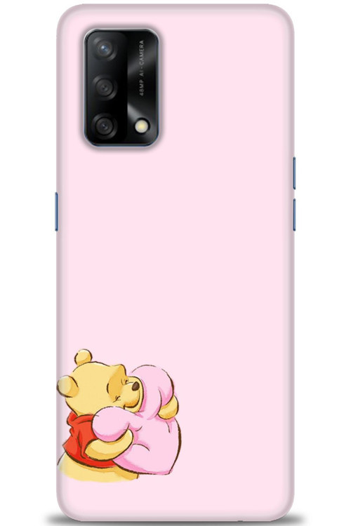 Oppo A74 Kılıf HD Baskılı Kılıf - Winnie the Pooh Kalpli