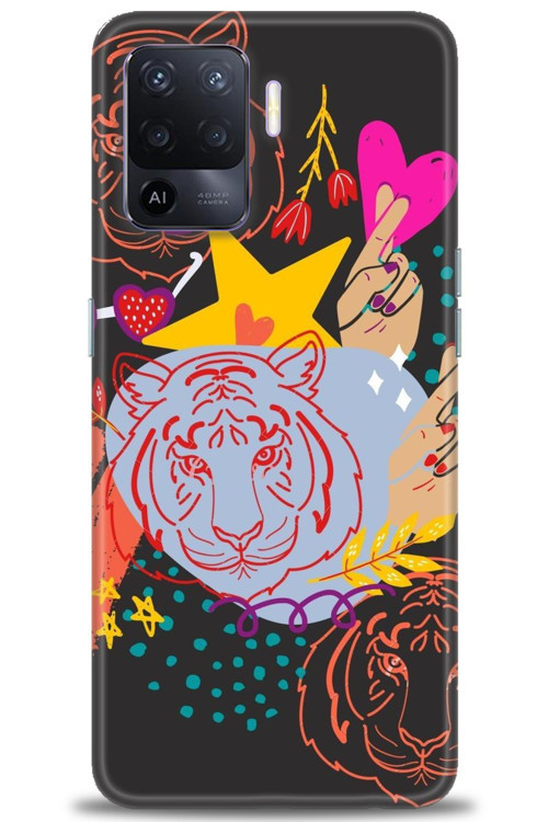 Oppo Reno 5 Lite Kılıf HD Baskılı Kılıf - Kaplan