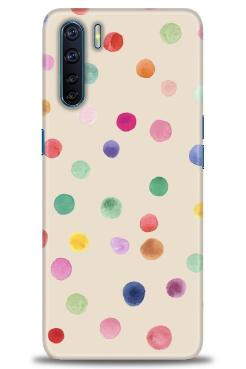 Oppo A91 / Reno 3 Kılıf HD Baskılı Kılıf - Renkli Puantiye