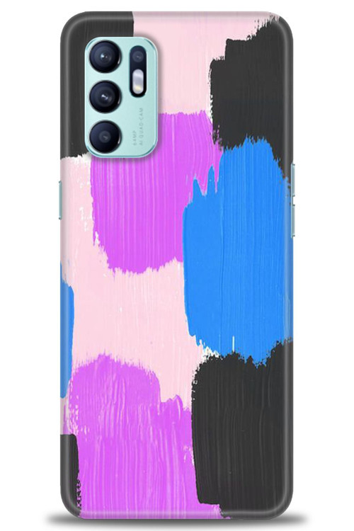 Oppo Reno 6 Kılıf HD Baskılı Kılıf - Mor Siyah