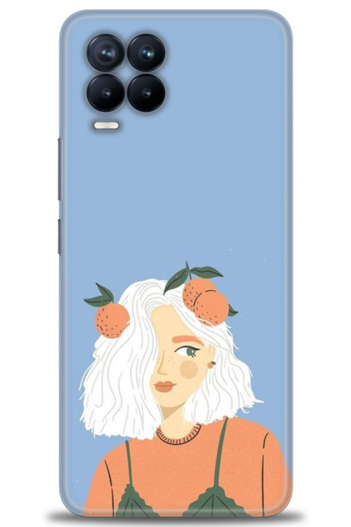 Realme 8 Kılıf HD Baskılı Kılıf - Beyaz Saçlı Kız