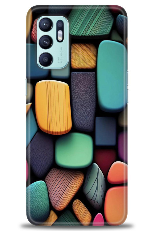 Oppo Reno 6 Kılıf HD Baskılı Kılıf - Renkli Taşlar