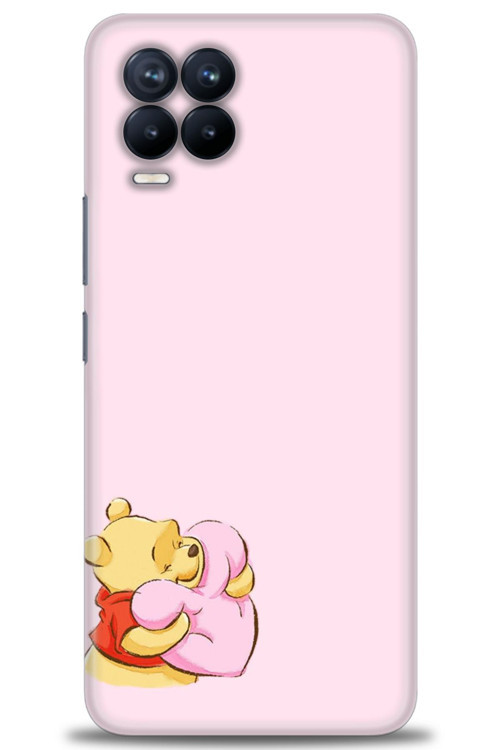 Realme 8 Kılıf HD Baskılı Kılıf - Winnie the Pooh Kalpli